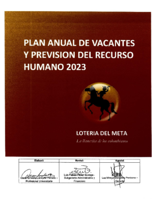 PLAN ANUAL DE VACANTES Y PREVISION DEL RESCURSO HUMANO 2023